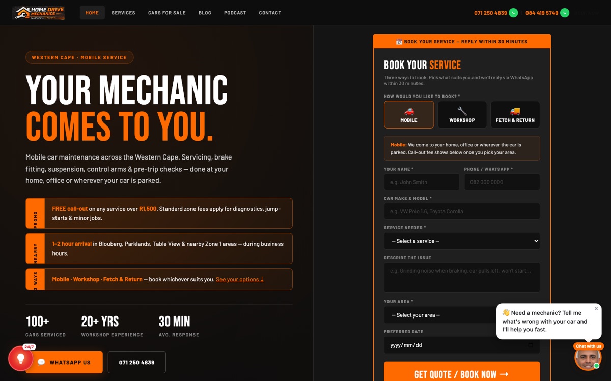 Home Drive Mechanics website